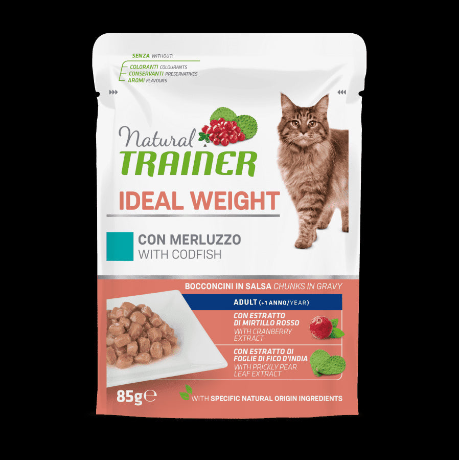 NATURAL TRAINER CAT Light in Fat con Merluzzo 85g NATURAL TRAINER CAT Light in Fat con Merluzzo 85g